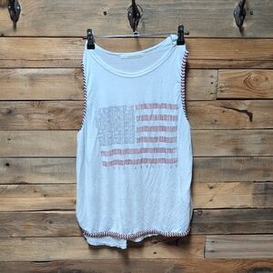 White and Red Flag Tank Top